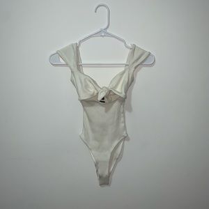 White Underboob show bodysuit